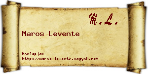 Maros Levente névjegykártya